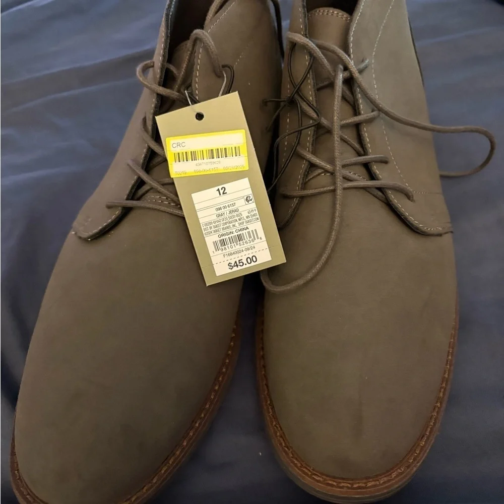 Men’s New Good fellow & Co Grey Chukka Dress Boots with Lace- ONLY size 13 LEFT